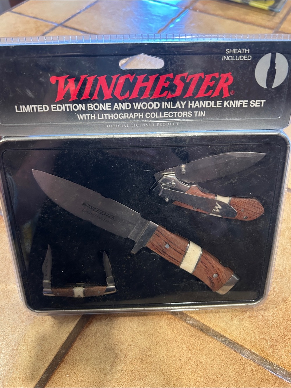 Winchester Limited Edition Bone & Wood Inlay Knife Set - Brown